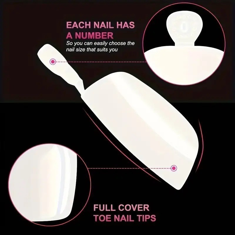 120PCS Women’sShort Square Acrylic Press Smooth Fake White Toenail Press
