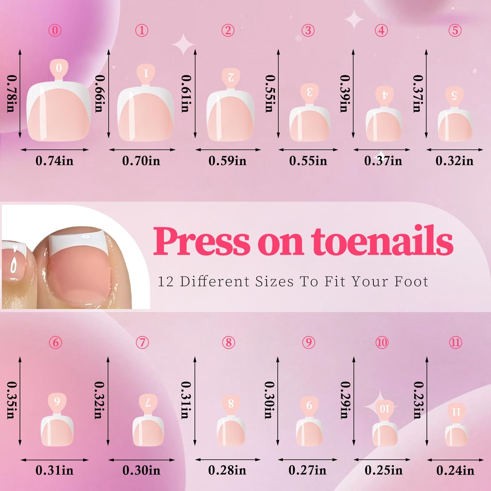 Press on Toenails for Women, 240pcs Toe Nail Press ons White Deep French Tips…