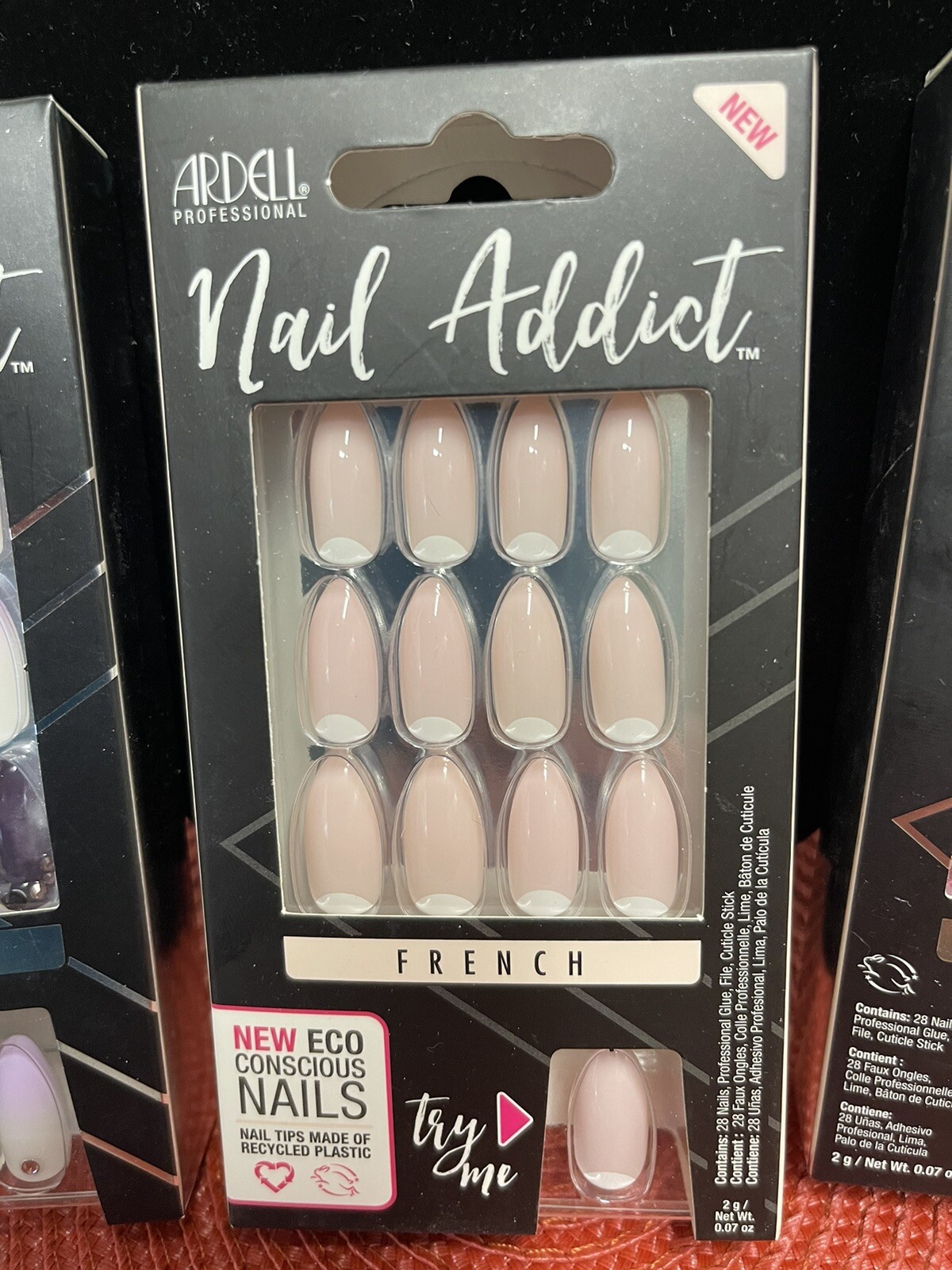 Lot of 3-ARDELL Nail Addict Premium, French-Chrome Pink,French Moon,Purple Ombre