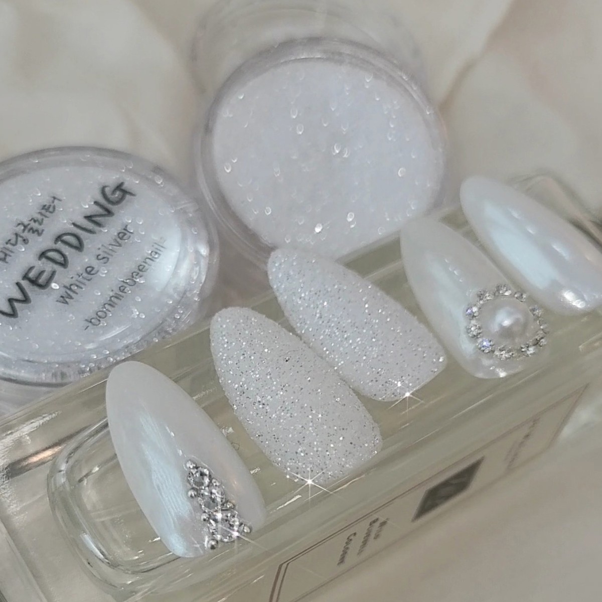 Bonnie B Wedding Nail Glitter White Silver Pearl Effect Fine Sparkle Nail Art