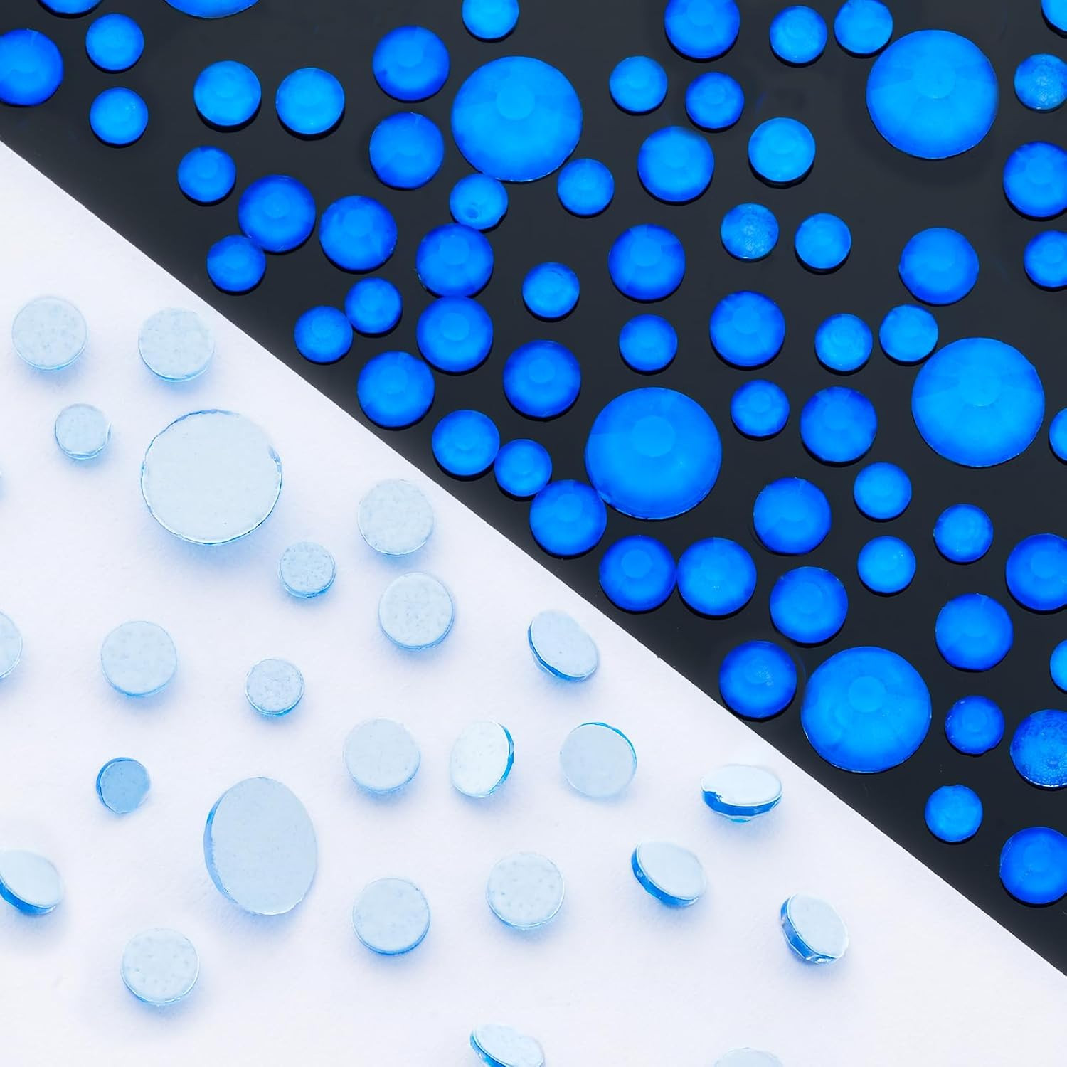 Neon Blue Flatback Rhinestones, Glass Rhinestones for Nail Art and Craft, Glue F