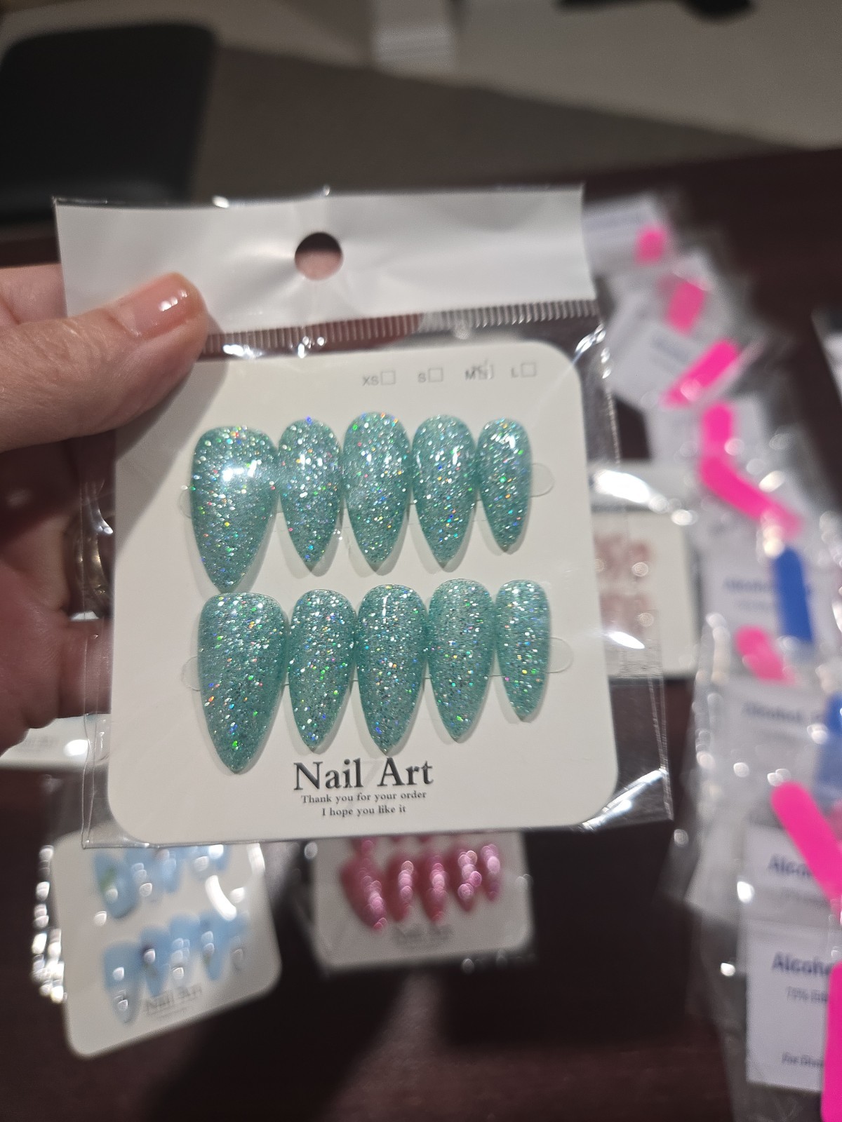 Press On Nails Medium 9 Sets With Alcohol, Glue and File