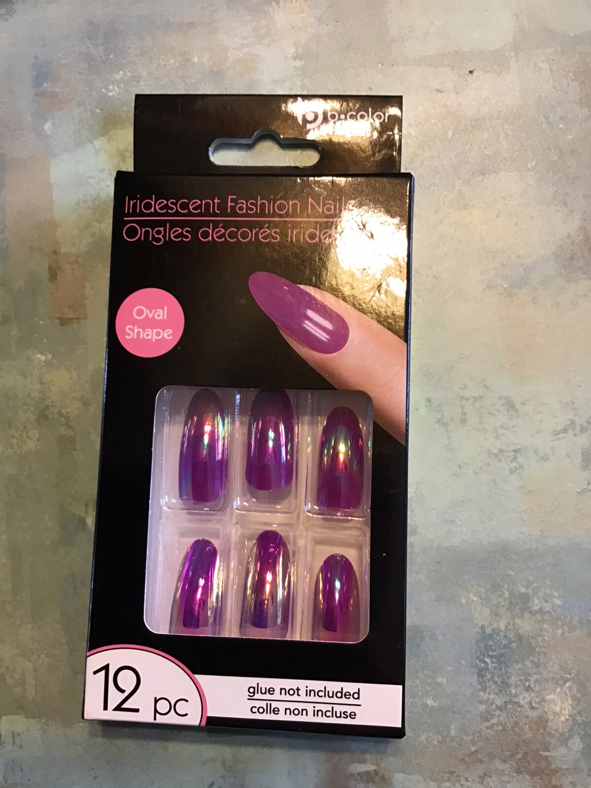 b•color Iridescent Fashion Press-On Nails 12 pc. Glue Not Included.