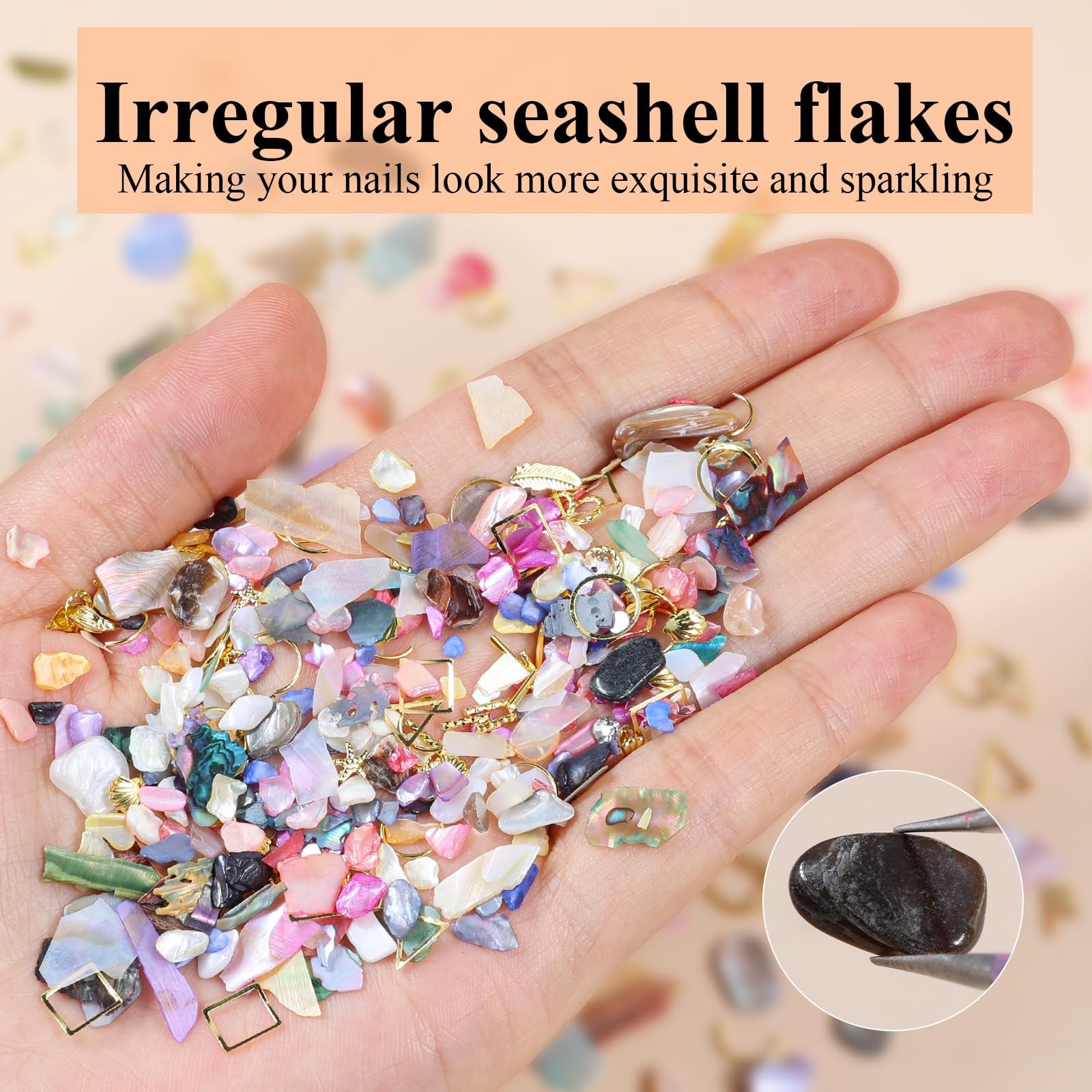 editTime 5 Boxes 3D Nail Art Crushed Sea Shell 7 Piece Set, 2-sea shell kit