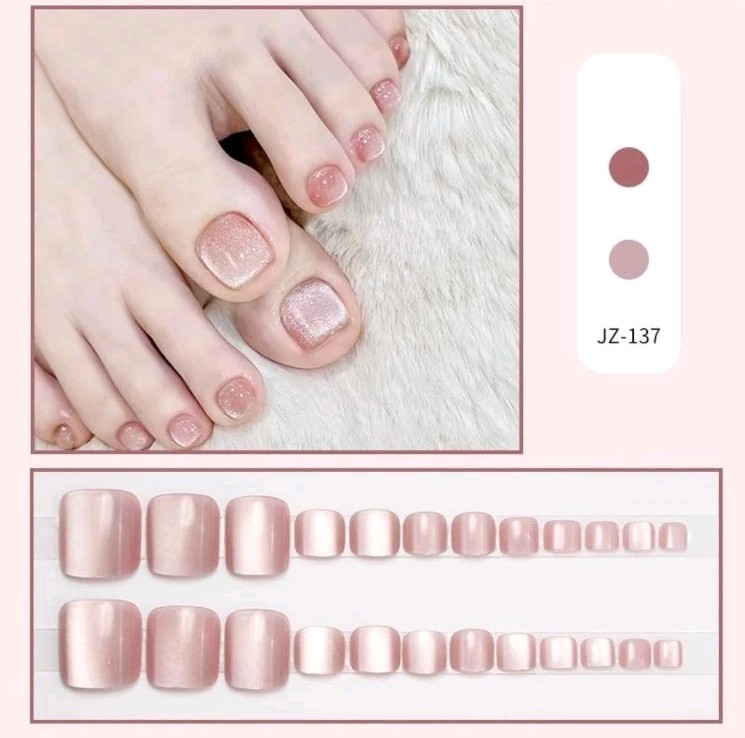 Amazing Gel Look Ultra Smooth Pink Press on Toenails Short Square 3, 24ct Boxes