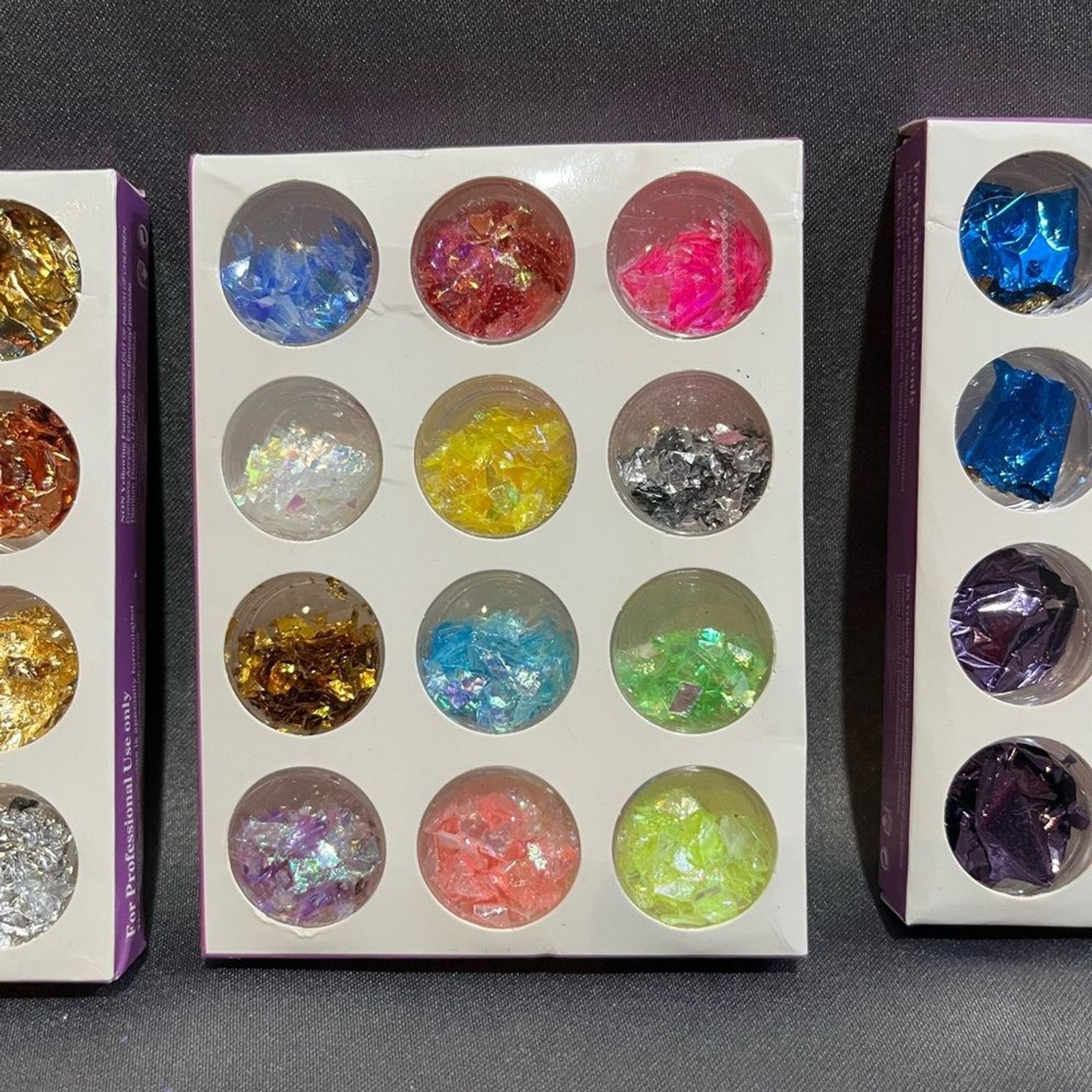 Lot of 36 – Different Colored Nail Art Foil Flakes – NWT