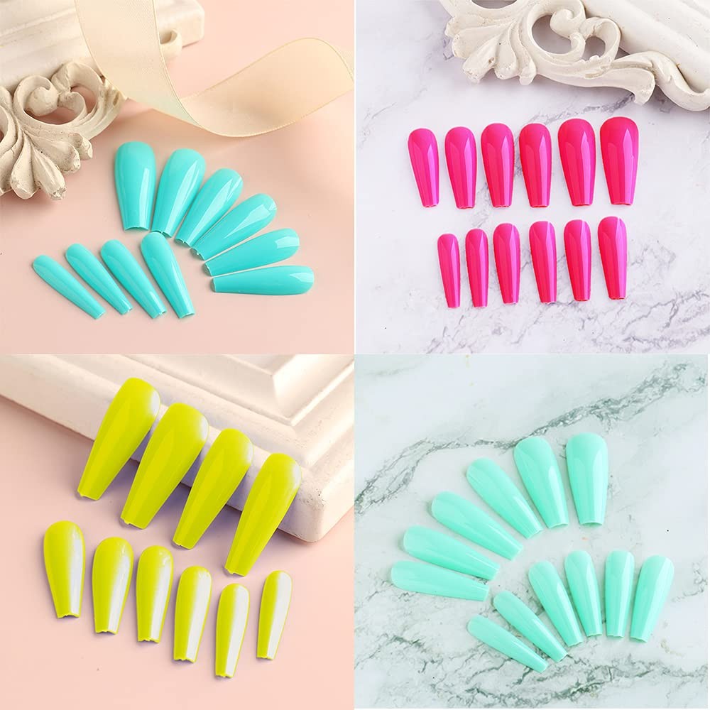 Colorful Long Coffin False Nails Ballerina Fake Nail Candy Press On Nail Acry…