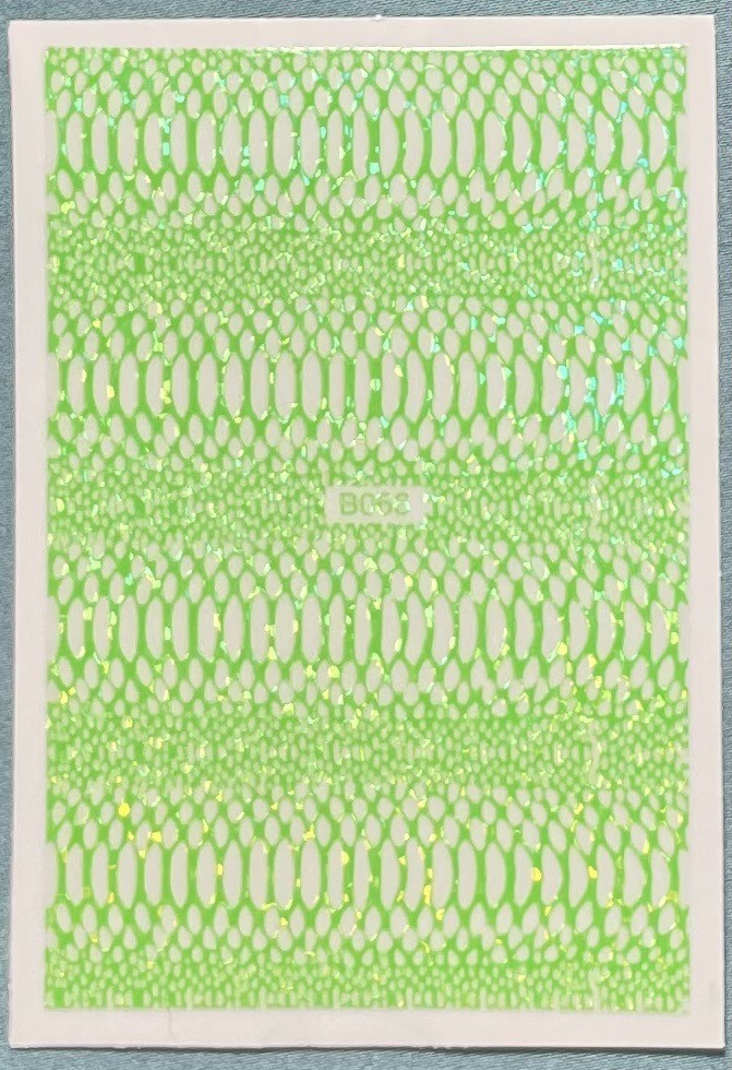 Nail Stickers Art Decal DIY Design 3D Waterproof Green Lattice B066