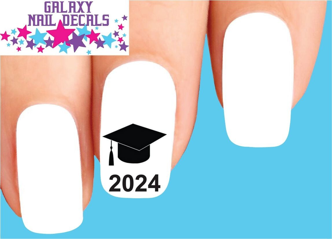 Waterslide Nail Decals – Set of 20 Graduation Grad 2024 Cap & Tassel