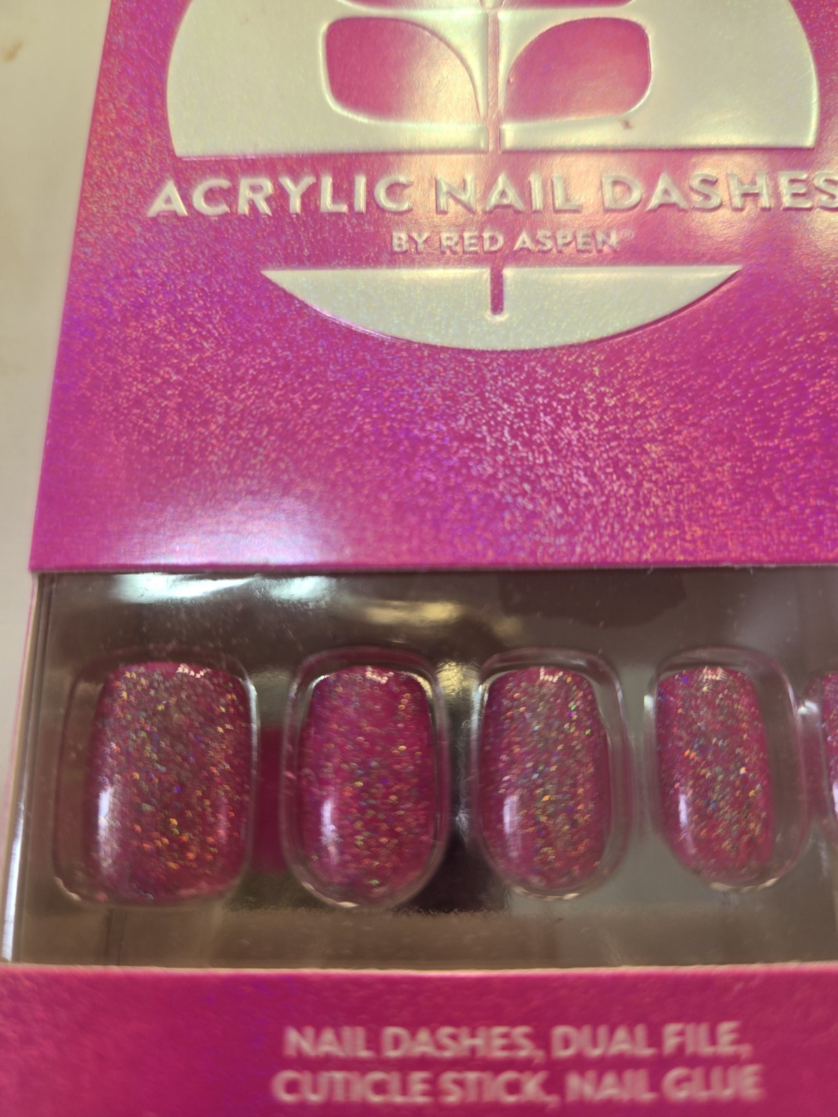 Red Aspen Nail Dashes “Big On Chill Vibes, Codelia” Pink Glitter Acrylics