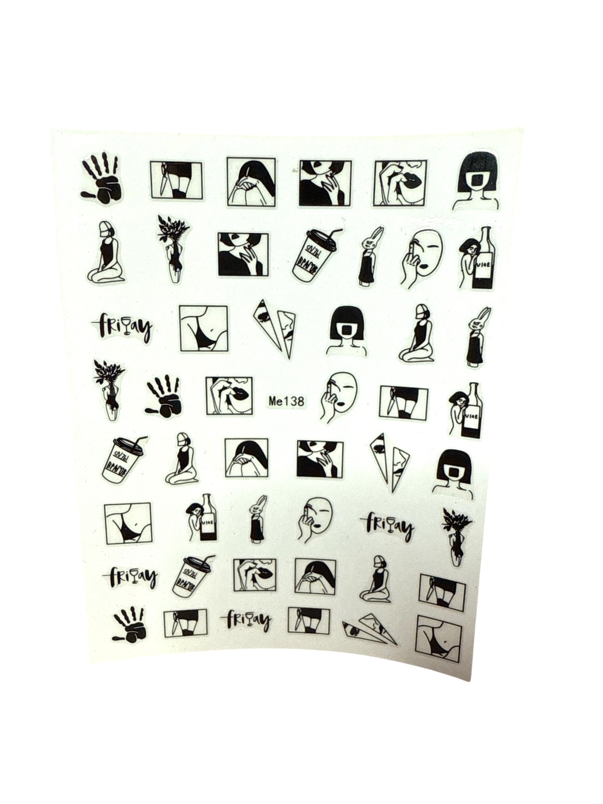 Bad Girl Nail Stickers 3 Sheets Mini Stickers Wine Florals Sexy Adult Stickers