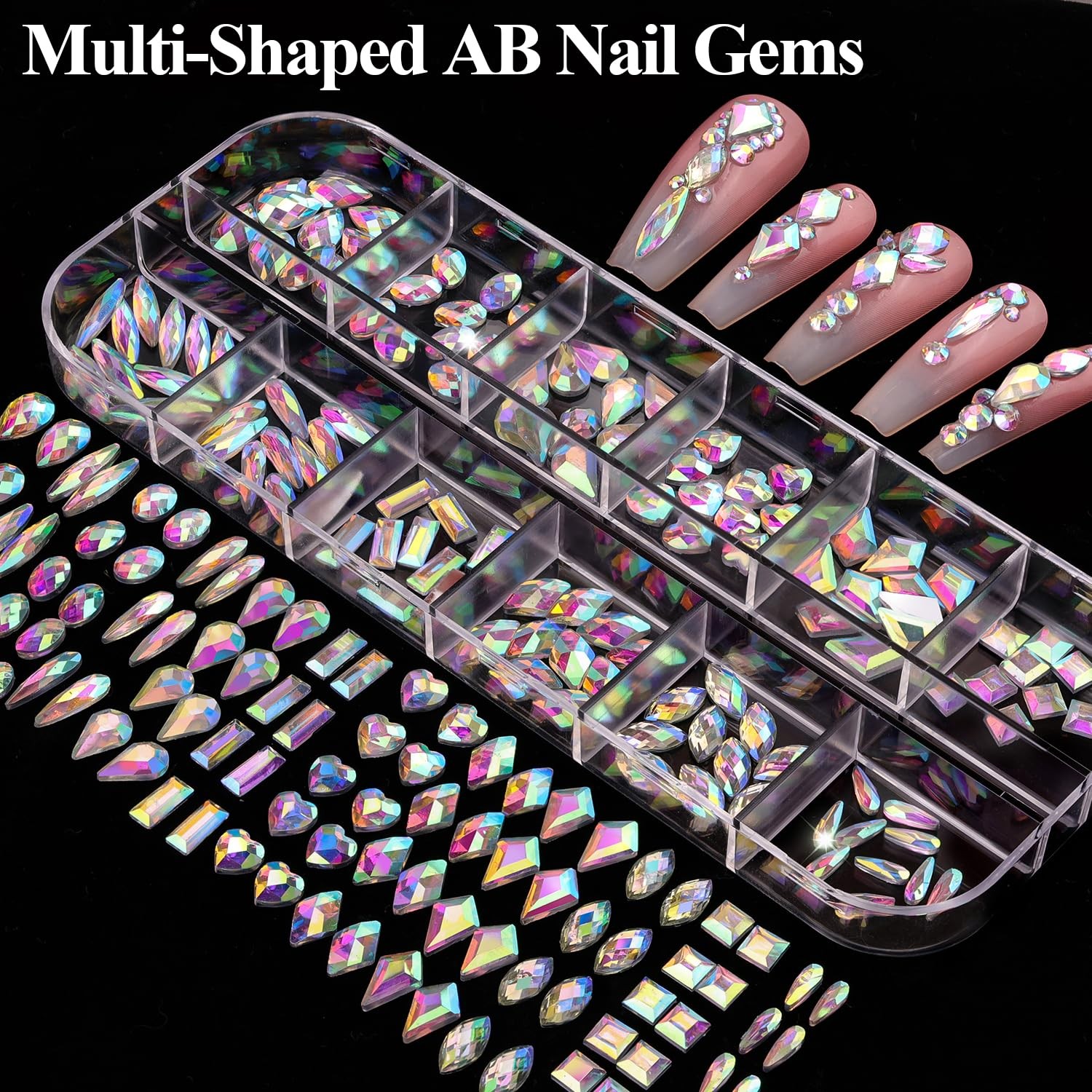 8 Boxes Nail Charms and Gems for Manicure, Flat Pearls Nail Flowers Nail Rhin…