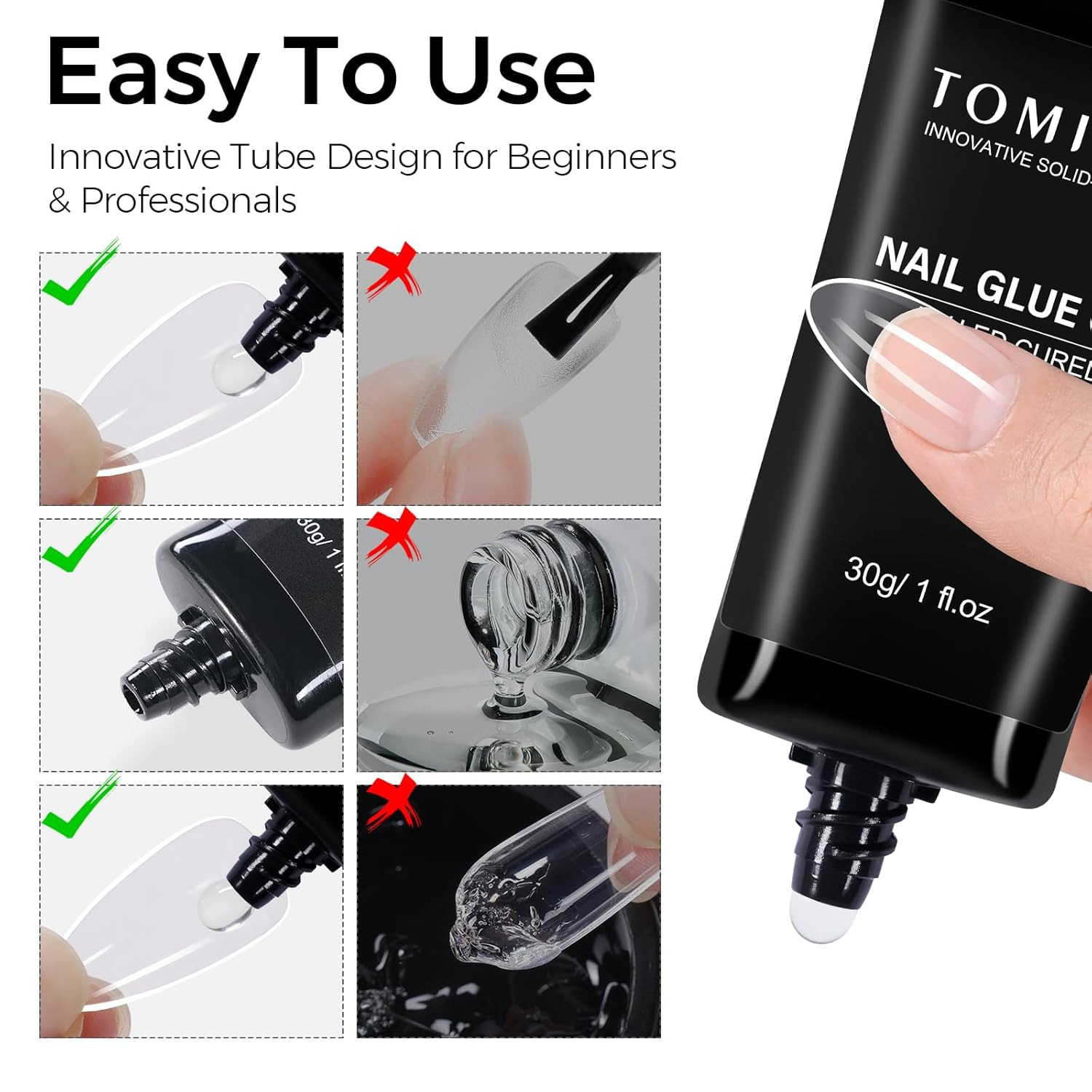 4 in 1 Nail Glue for Press Ons 30G Gel Nail Glue Strong for Acrylic Nails Lamp C