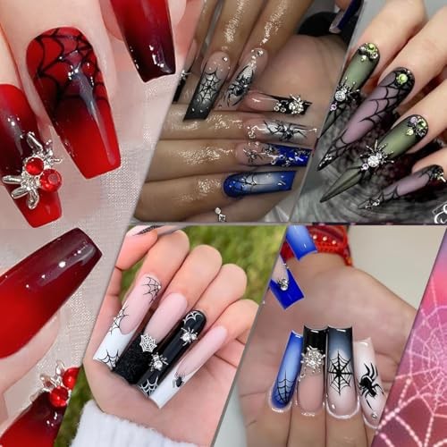 30Pcs Halloween 3D Spider Nail Charms – Gold Silver Red Jewelry Gems Shiny B-1