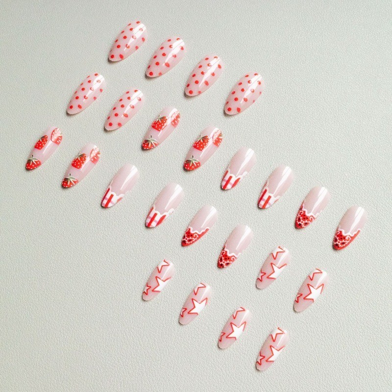 48 Pcs of Almond Strawberry Element Sweet Girl Cute Style – Suitable for Women