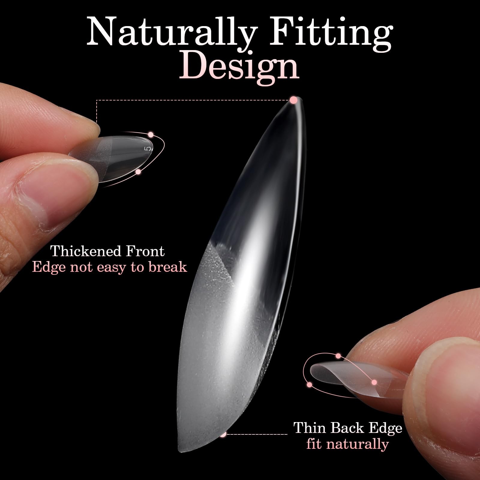 240 Pcs Short Almond Nail Tips Soft Pre-Shaped Acrylic one size, clear