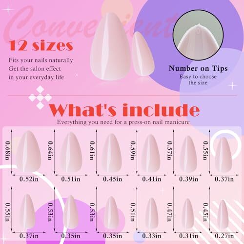 360pcs Press on Nails Short Almond Fake Nails Pink Nails Press on Acrylic Nude