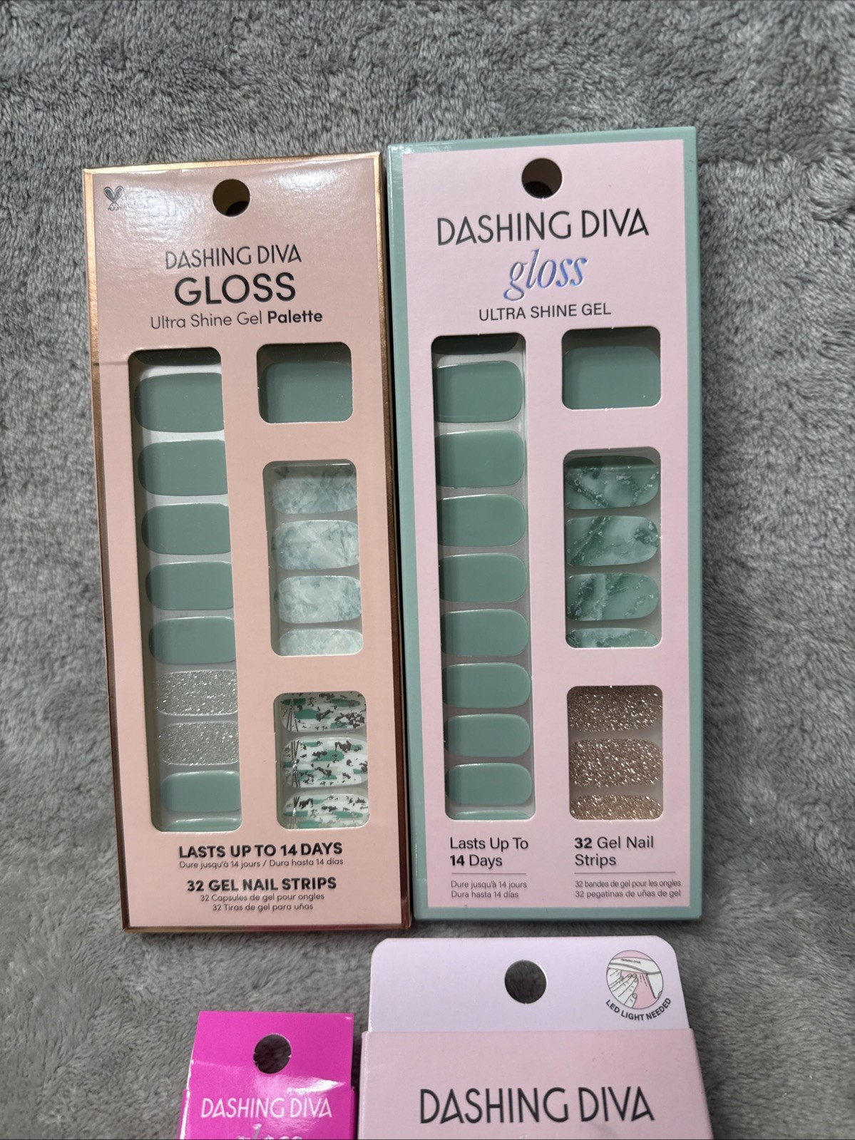 Set 4 Dashing Diva Nail Strips Gloss Ultra Shine Nail Color Pink Blue Gel Lot