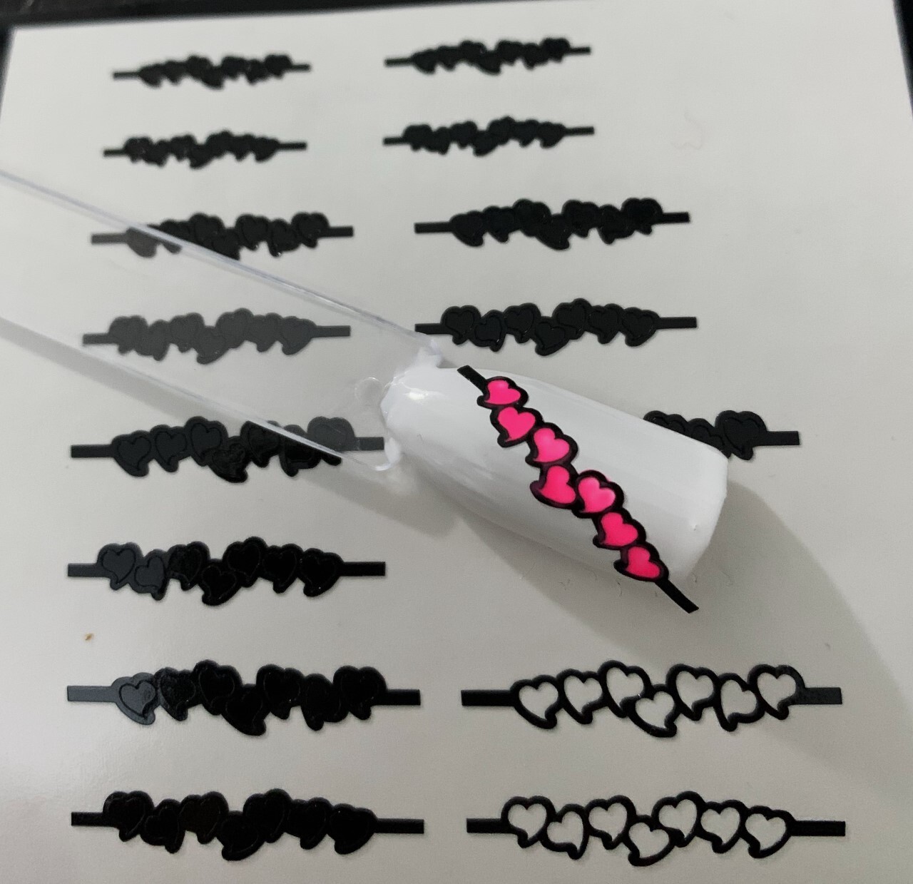 Butterfly, Fire, Flame, Heart Chain, Scattered Hearts Stencils for Nails,