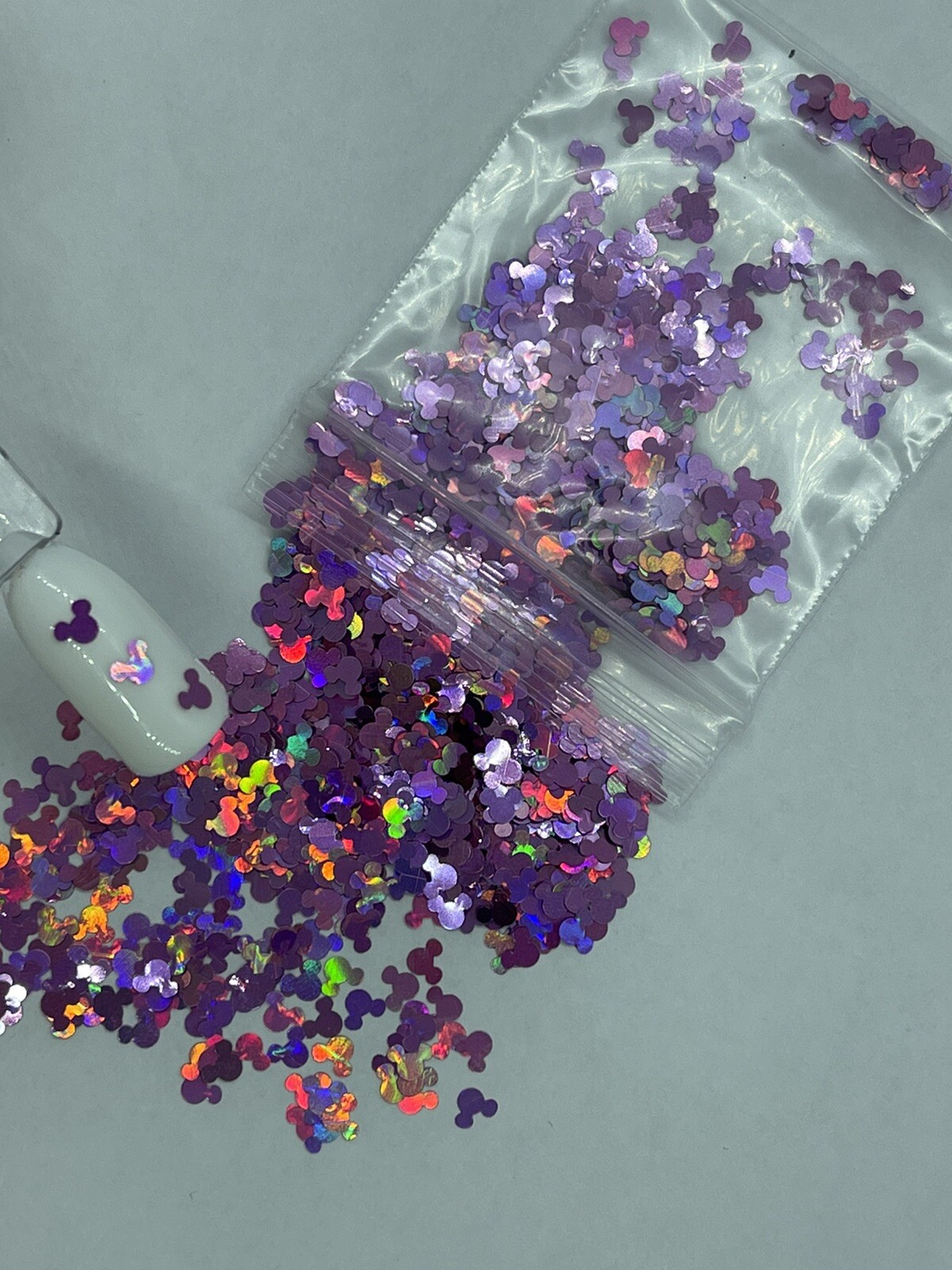 Holographic Pink Purple Mickey Mouse Glitter | 1 TSP | Gel Nail Art & Acrylic