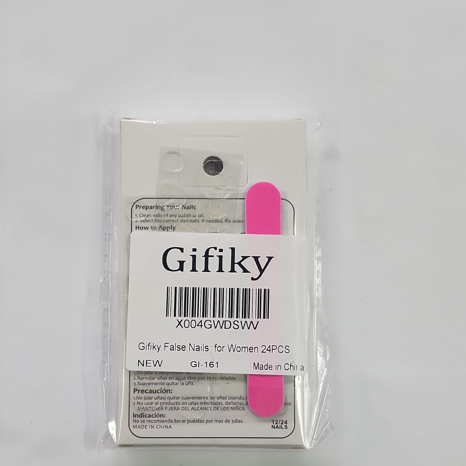 Gifiky Press-On Nails Pink Nude Shiny Oval Full Cover Pre-Designed 24PCS GI-161
