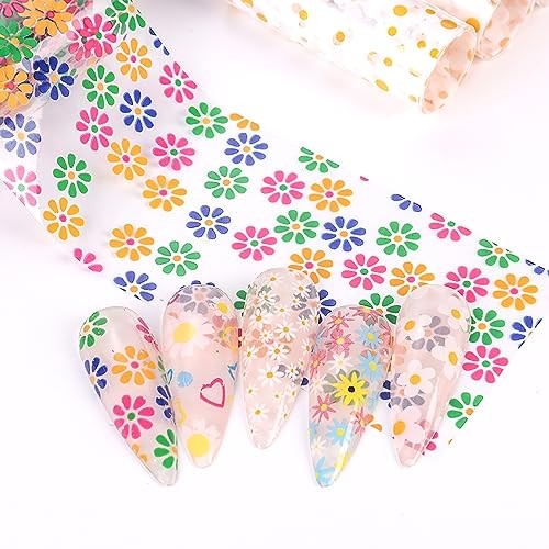 10 Rolls Flower Nail Foil Daisy Nail Transfer Foil Holographic Nail Art Foil