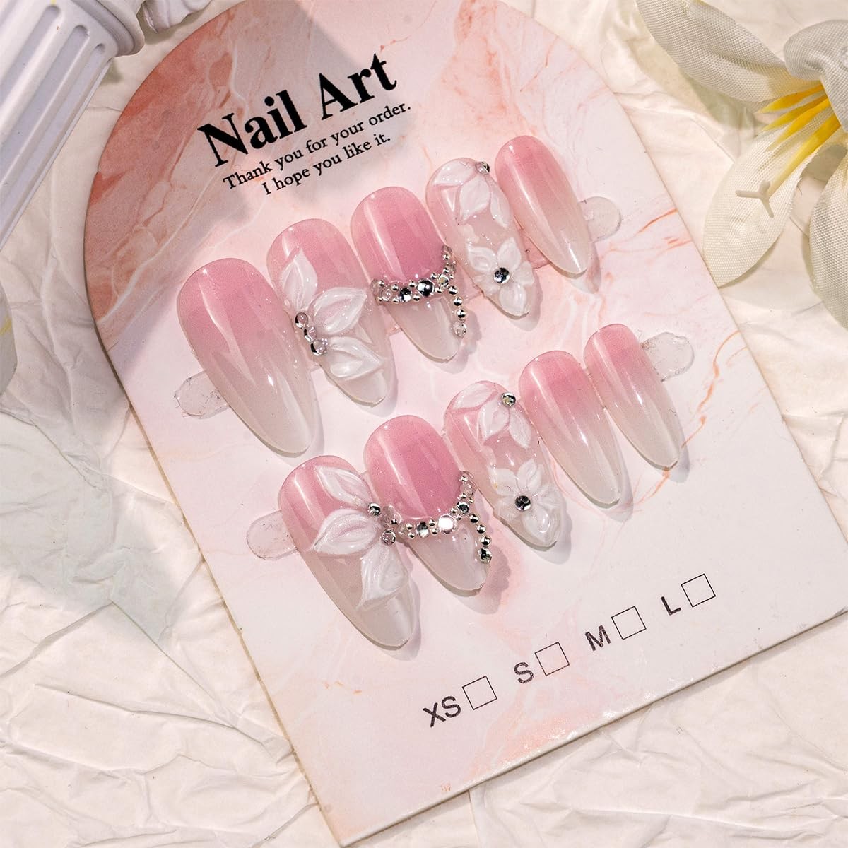LRKNNO Almond French Tip Press on Nails Style-8