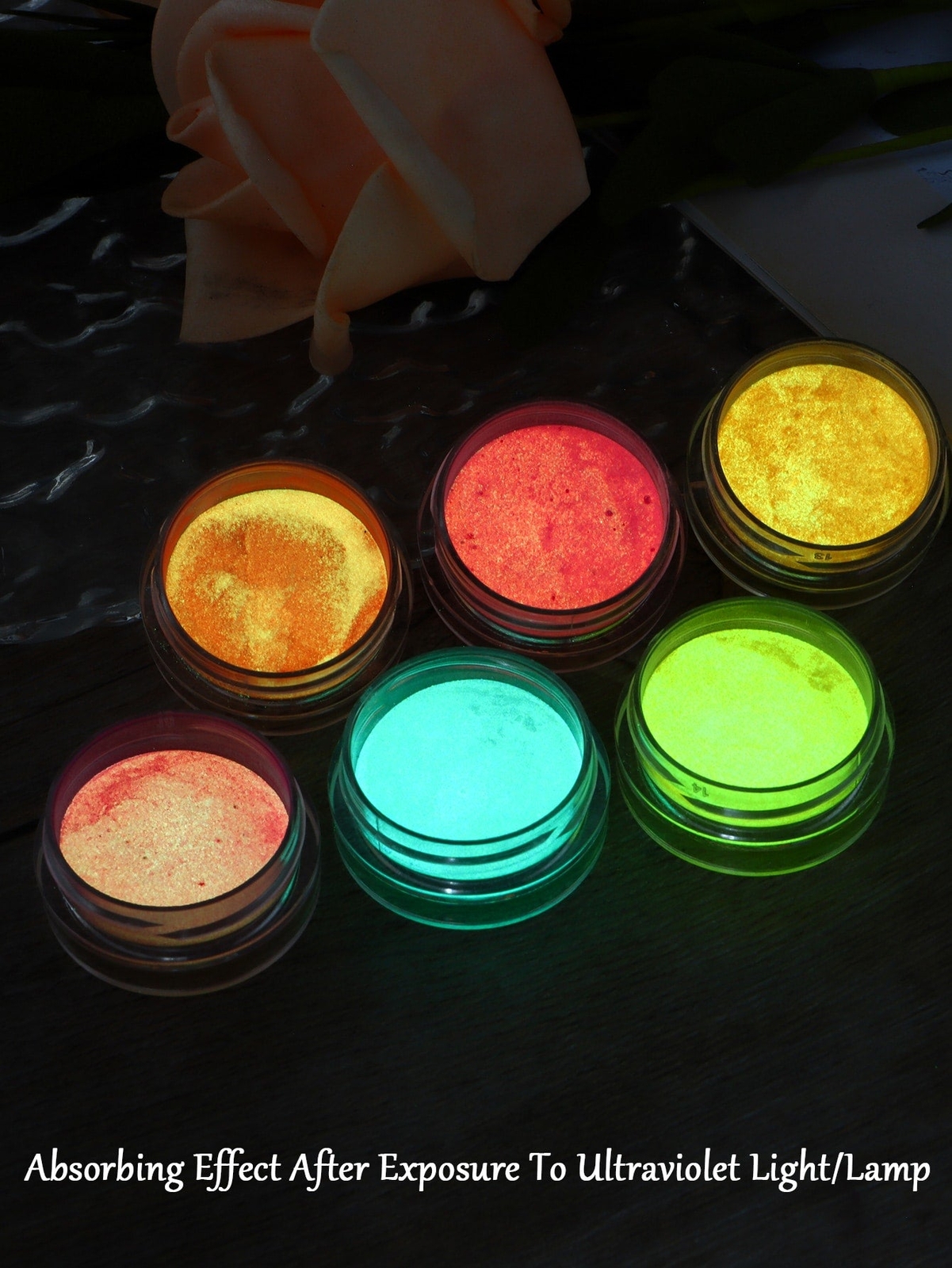 6 Bottles Glow In The Dark Nail Powder Fluorescence Nail Art Pigment Dust