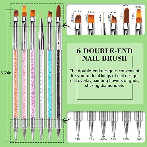 Nail Art Brushes – 6 Acrylic Nail Brushes – Dappen Dish Set – 10 Piece Set