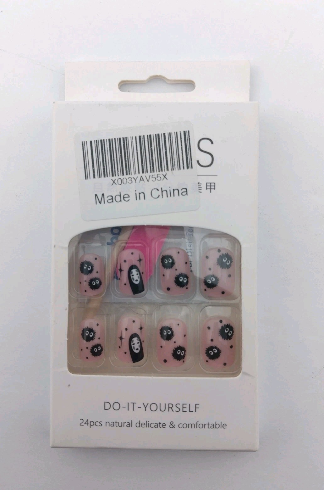 Halloween Ghosts Press On Nails NEW -Square -Black/White -24 Pcs -Do-It-Yourself