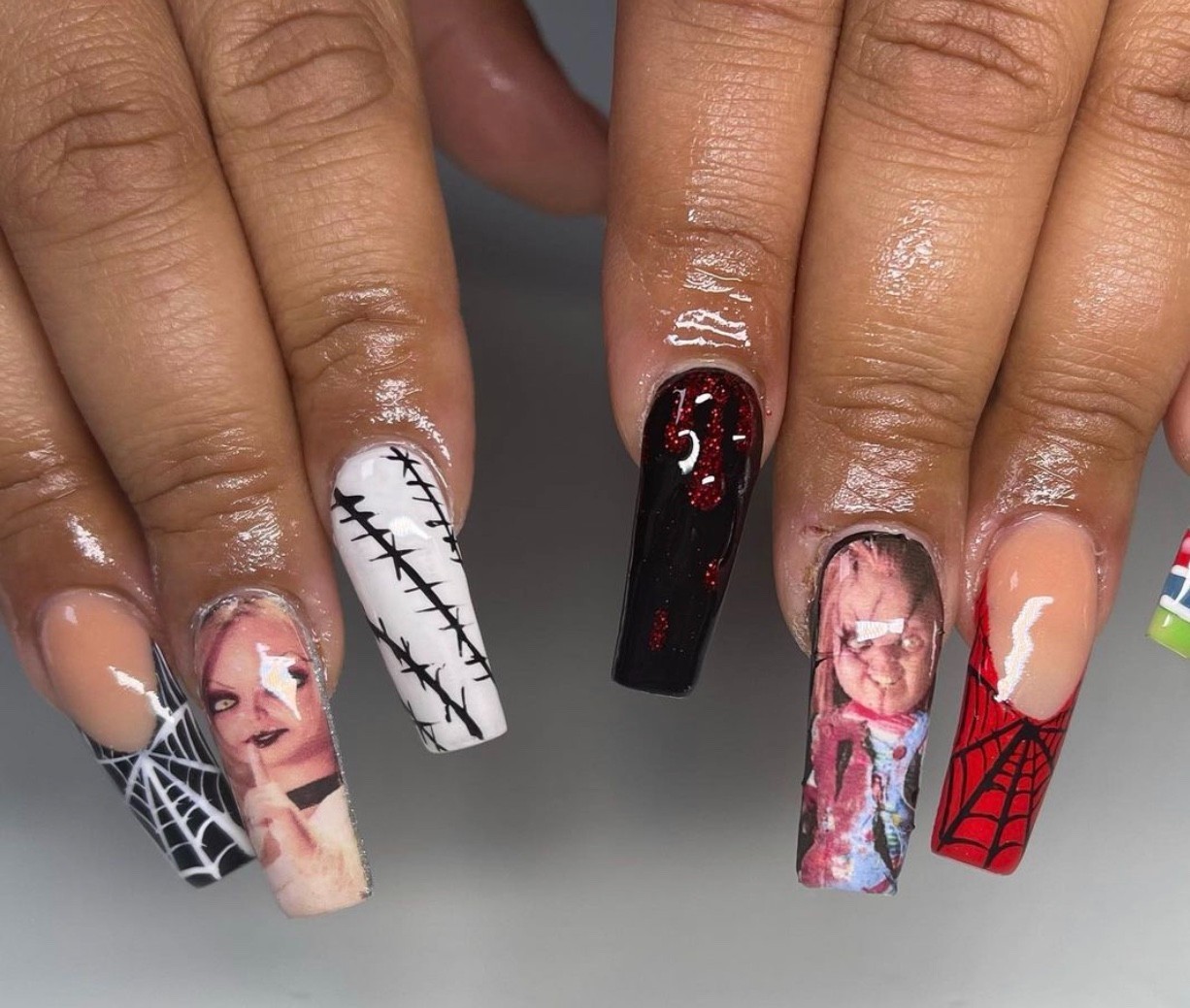 Bride Of Chucky Scary movie Halloween Nail Art decals Waterslide Nail Stickers