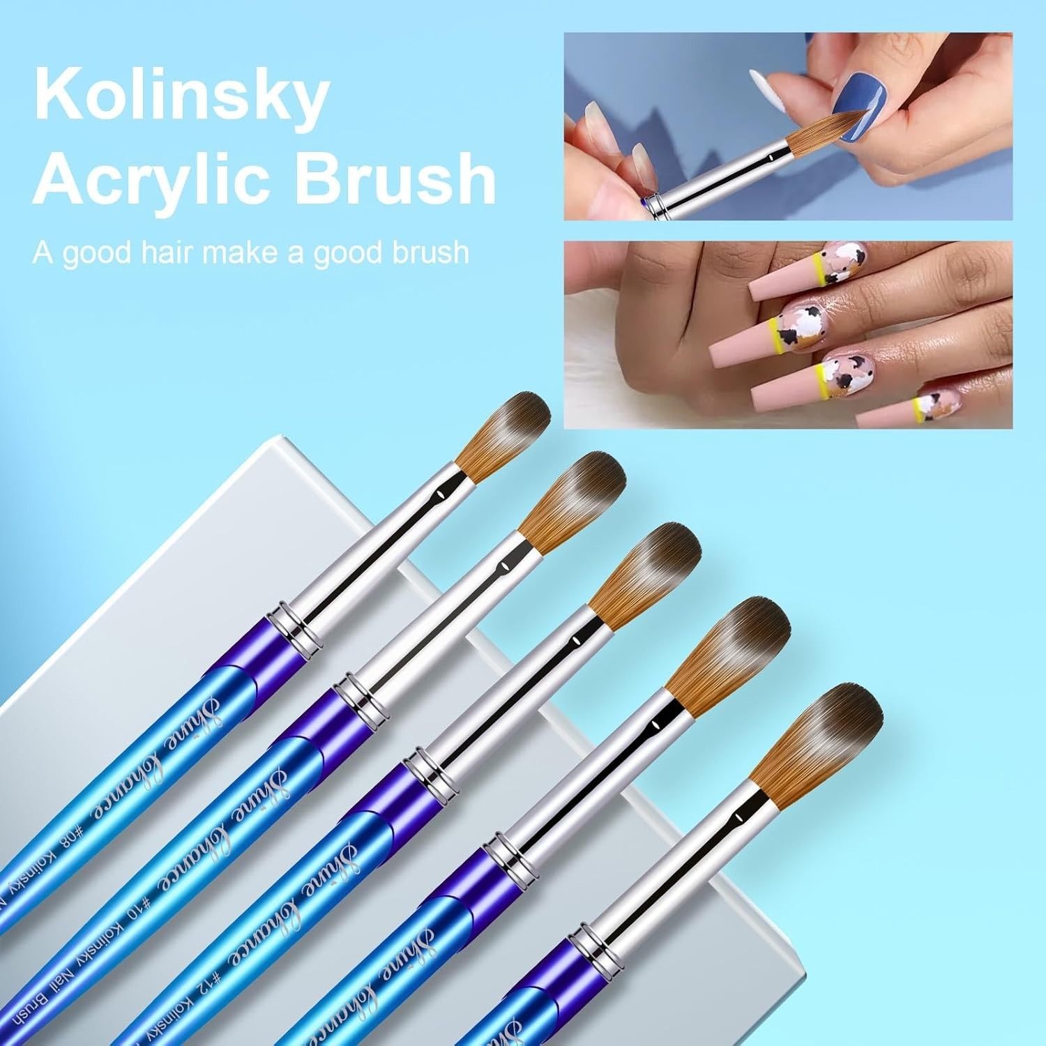 Pinceles Para Acrilico 100% Kolinsky Cepillo De AcrÃ­lico Profesional Para Uñas
