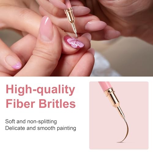 Metallic Nail Art Pens, Liner Brushes Set, 5PCS Color Nail Tools For Long Pink
