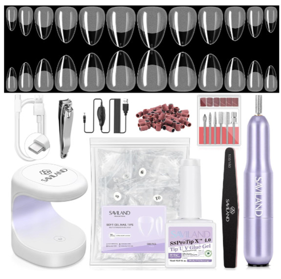 Saviland Professional Nail Art Kit Salon Grade Extra Short Almond Nails 1PACK