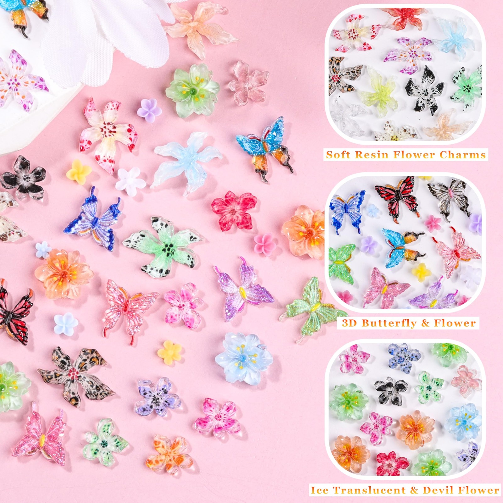 8000Pcs 3D Nail Charms and Nail Gems, Mixed Shapes and Colors Nail Charms Gol…