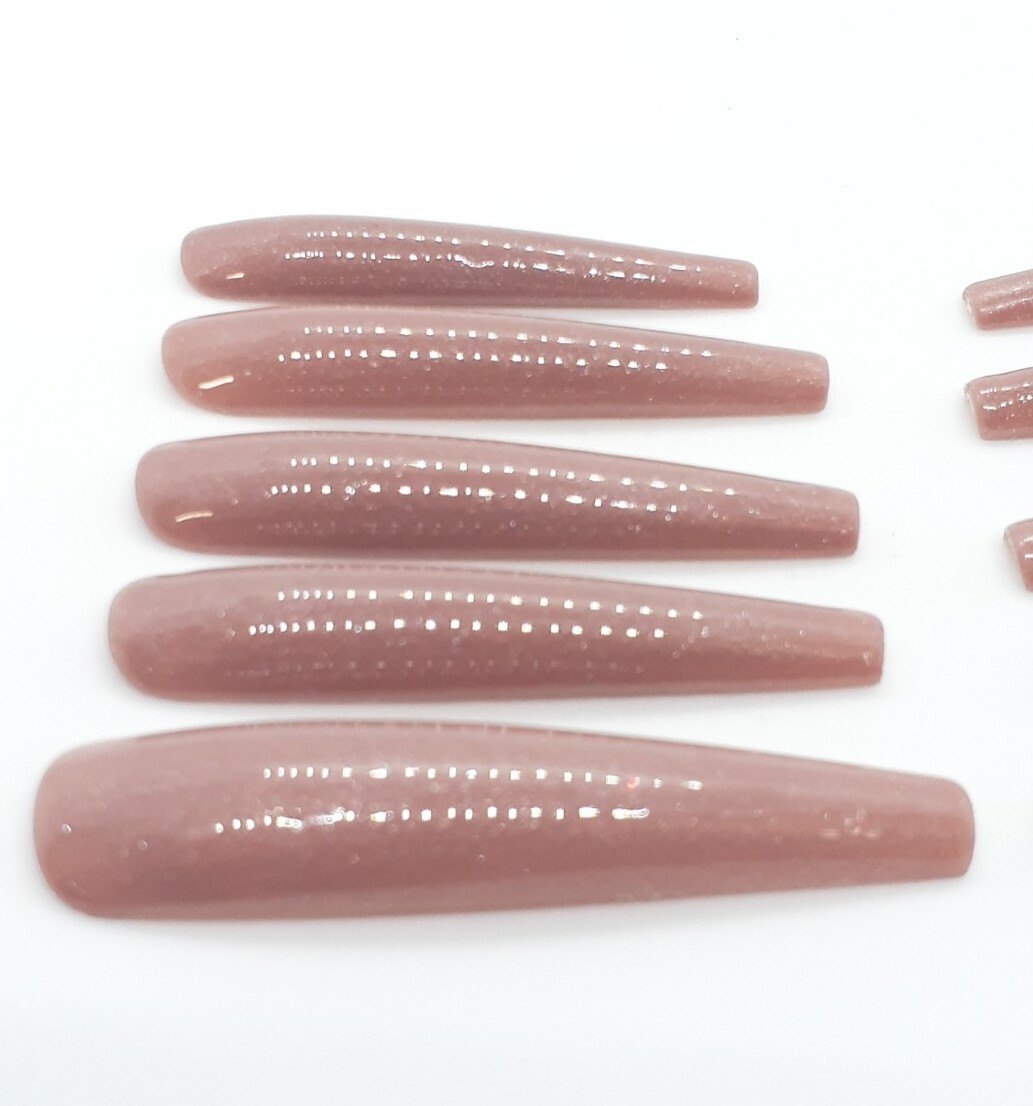 XXXL (3xl) Super Long Extendo Nude Brown Natural Nails-Clearance