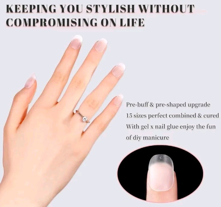 480PCS Extra Short Oval Nail Tips, Matte Fake Nails Round Oval , 15 Different S