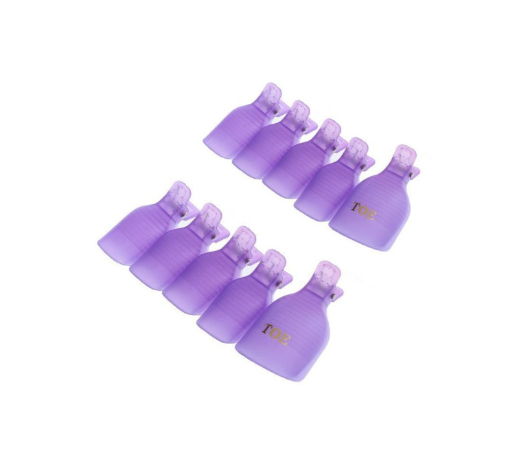 10 Reusable Toenail Nail Art Soak Off Cap Clip UV Gel Polish Remover Tool Purple