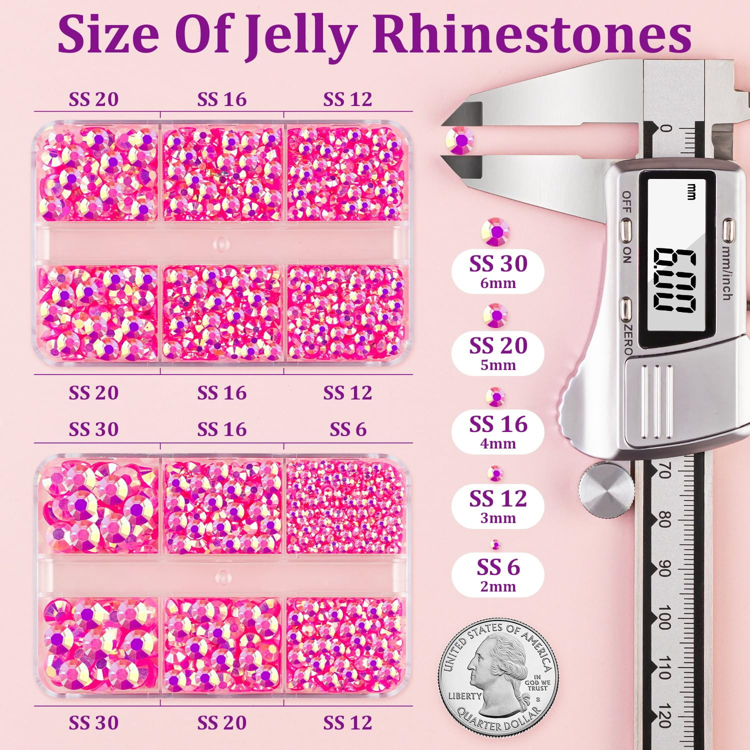 Resin Jelly Rhinestones for Crafting with B7000 Jewelry Glue, 2 Boxes Hot Pink A