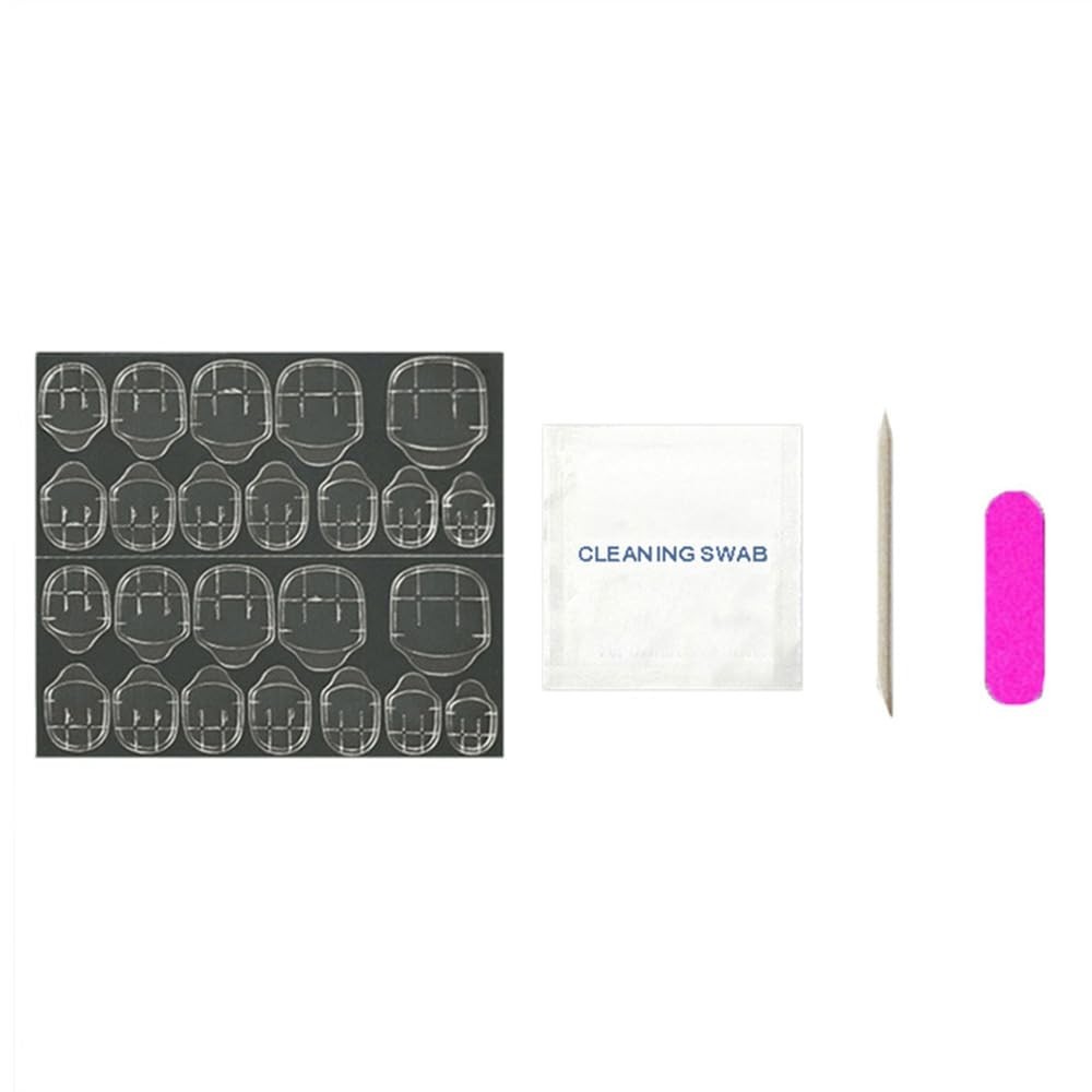 Secret Lives Matte Reusable Square Shape Translucent Grey Color 24 Nail Set