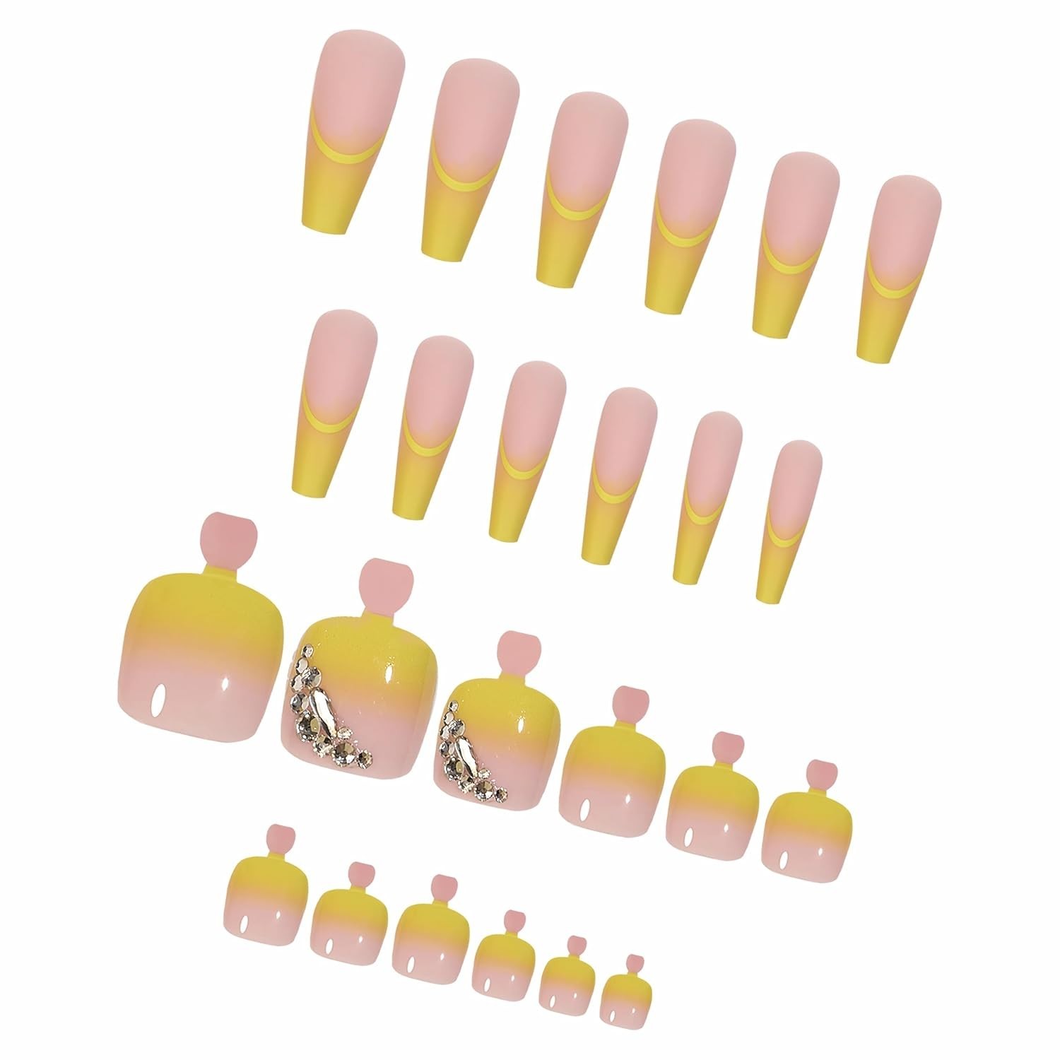 Press on Toenails French Tip Toe Nails 120Pcs Soft Gel X Toe Nail Tips, Yellow