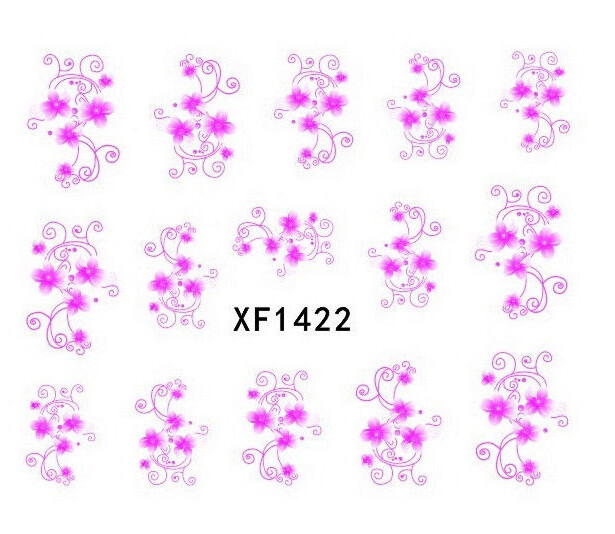 Nail Art Water Transfer Sticker Decal Stickers Pretty Flowers Pink XF1422