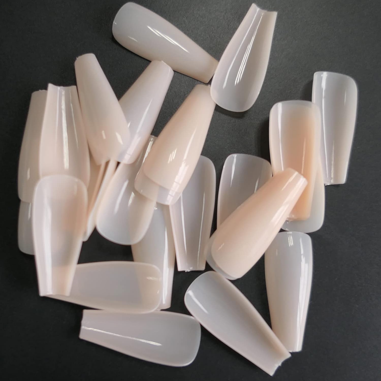 100PC Coffin Press-on Nails Nude Medium Acrylic Tips, Ballerina Style, Full C…