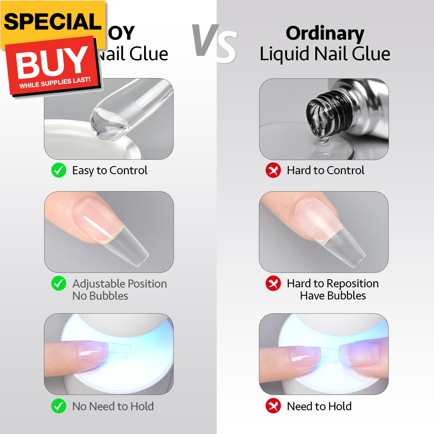 Solid Nail Glue Gel for Nail Tips, 15g Strong Solid Glue for Press Ons, False an