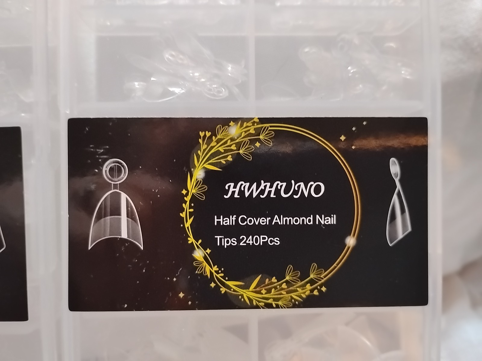 480pcs Nail Tips. 240 Short Tapered Square & 240 Half Cover Almond