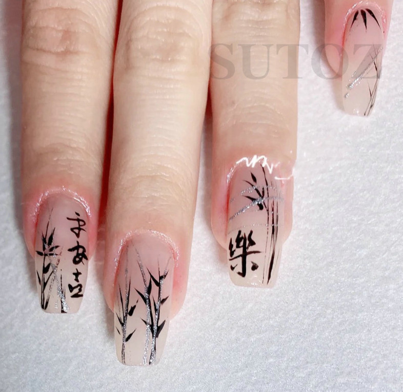 3D Nail Art Sticker Character Leaf Bamboo Decals Manicure Peel & Stick DIY NS32