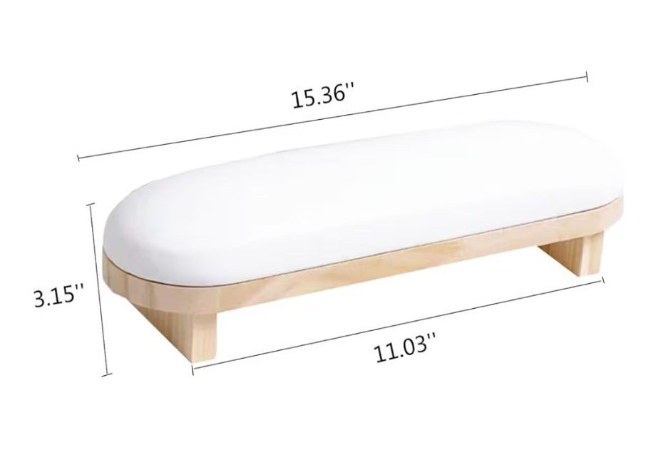 Manicure Hand Rest Pillow Nail Table Sponge Cushion With Wooden Base White