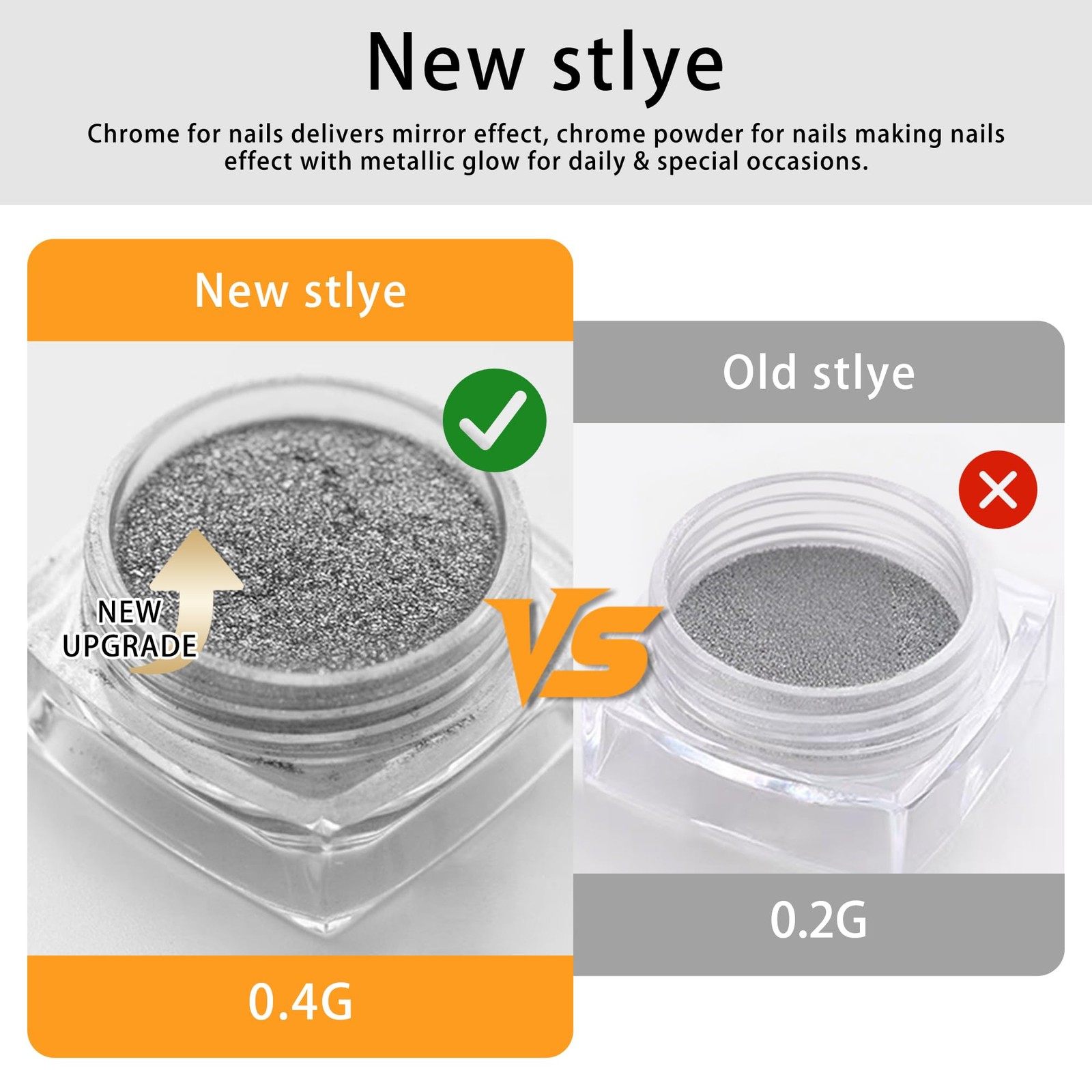 2Pcs Gold Silver Chrome Nail Powder Holographic Metallic Mirror Effect High P…