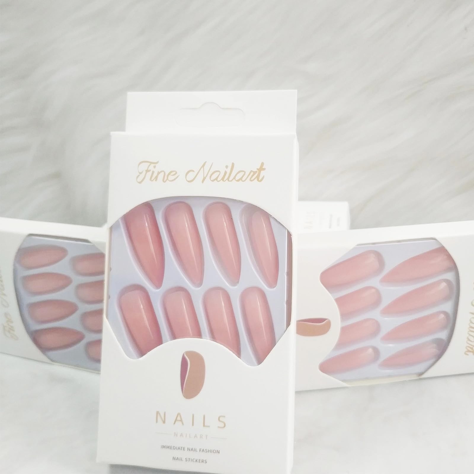 24pcs Stiletto Press-on Nails – Long, Glossy Light Pink, Solid Color Design, Sti