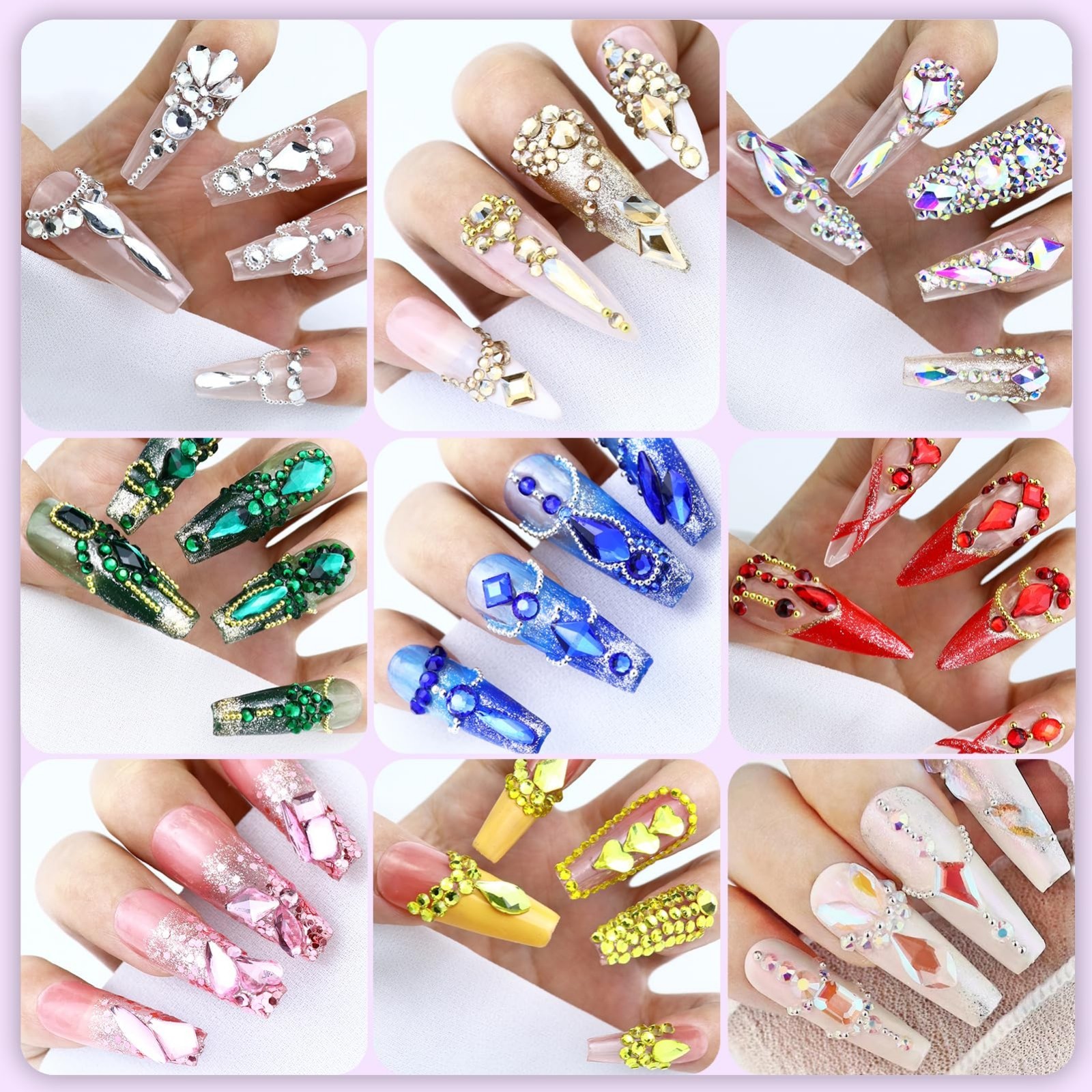 3200PCS Nail Art Rhinestones, Crystal Clear Flatback Rhinestones for Nails, Craf